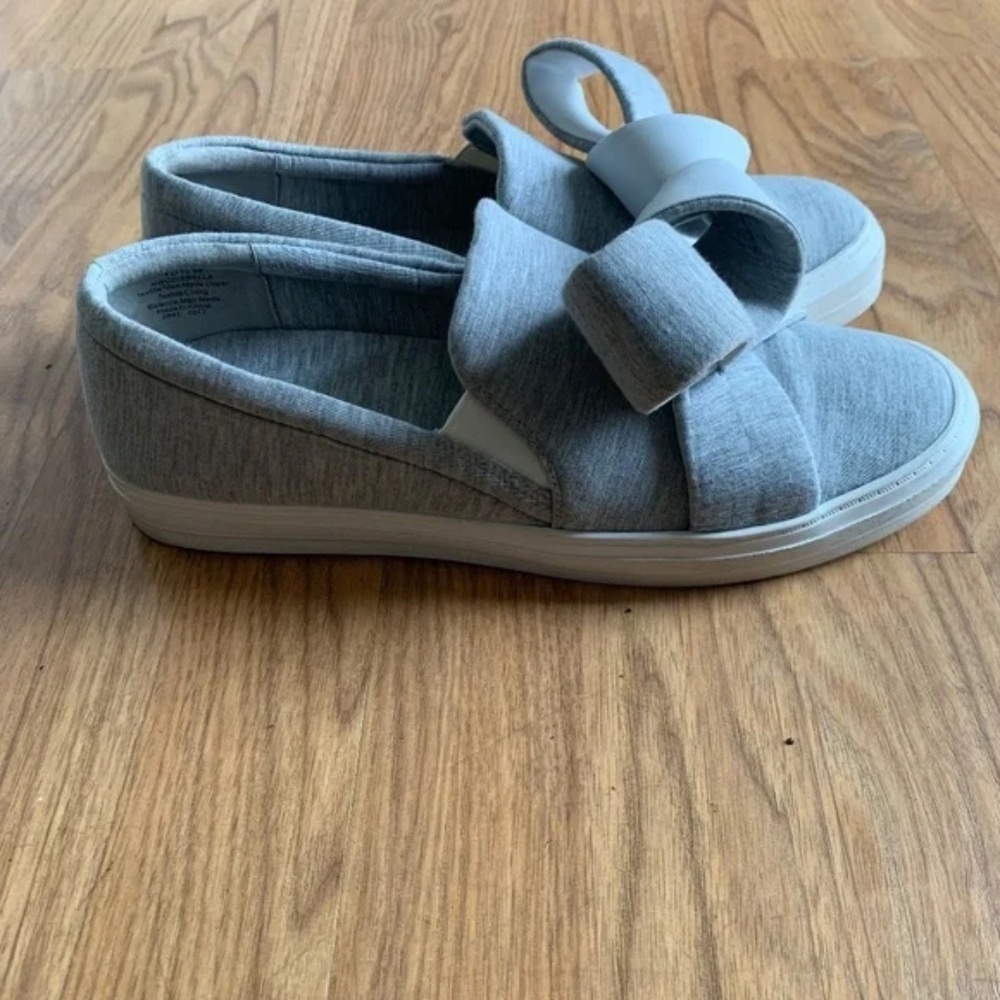 Nine West Gray Slip On Fabric Casual Bow Sneakers Odienella Size 10.5 - Picture 6 of 11